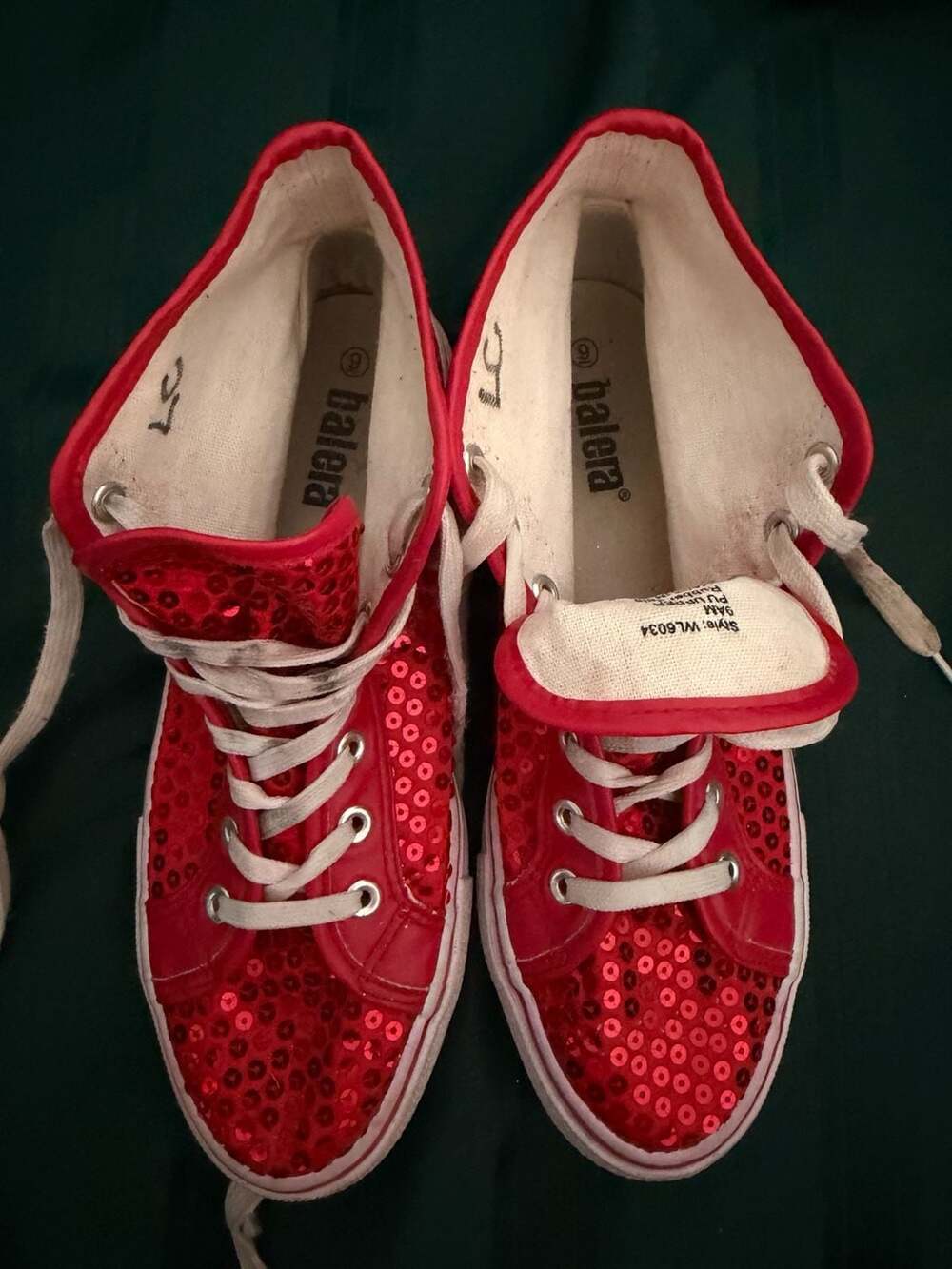 Balera Red Sequin High Top Dance Sneakers Size 9M